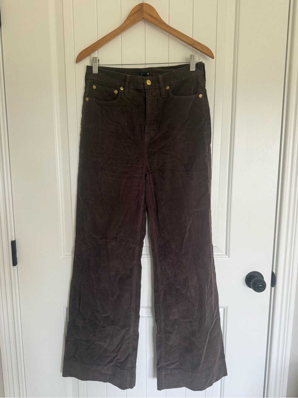 J.Crew Brown Corduroy Wide Leg Pants Size 27 High Rise Wide Trouser Boho